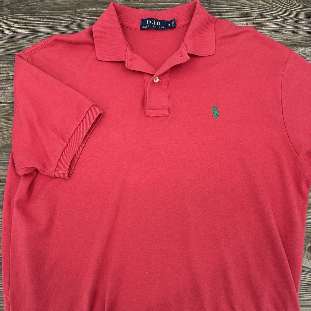 Polo Ralph Lauren Men's Red Short Sleeve Golf Polo Soft Feel Shirt Size Medium‎